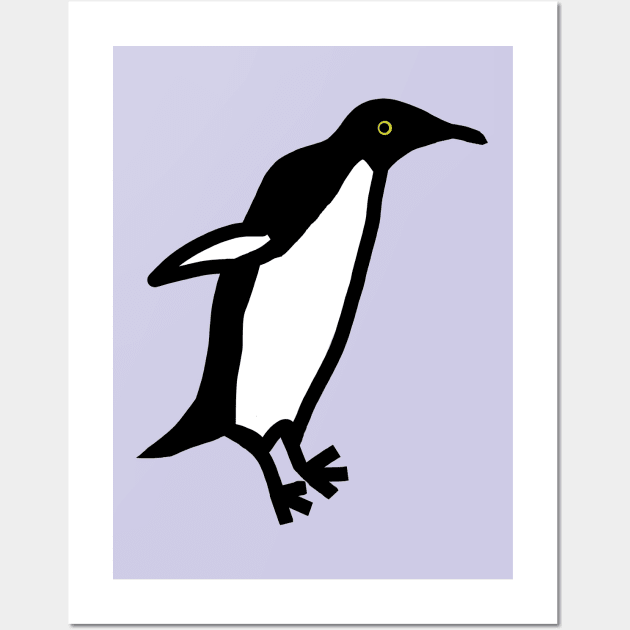 Cute Jumping Penguin Doodle Animals Wall Art by ellenhenryart